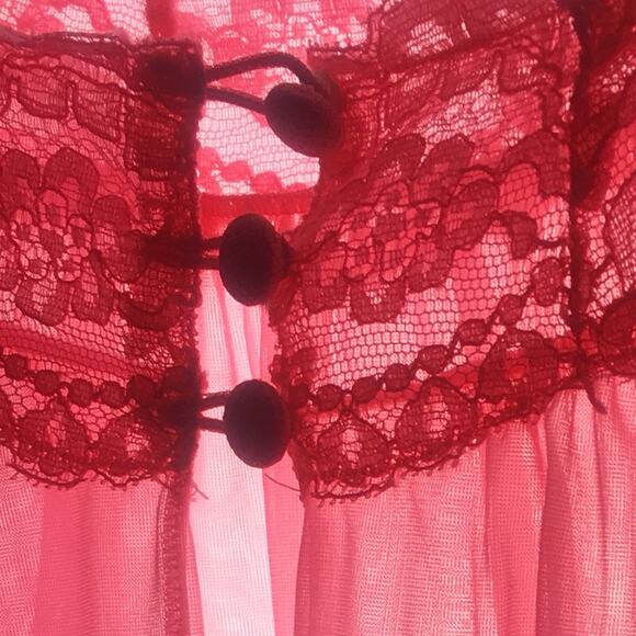 Vanity Fair Vintage Lace Puff Sleeve Robe Peignoir - Picture 3 of 7